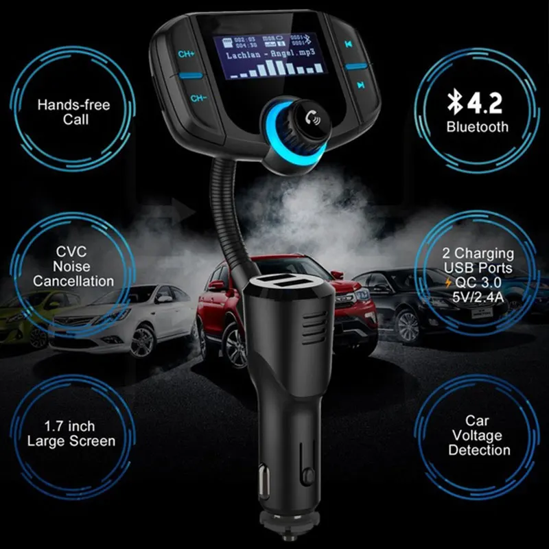 Беспроводной Bluetooth приемник автомобильный Bluetooth приемник умный АВТО музыкальный приемник динамик телефон Mp3 QC3.0+ 2.4A Hands-Free портативный