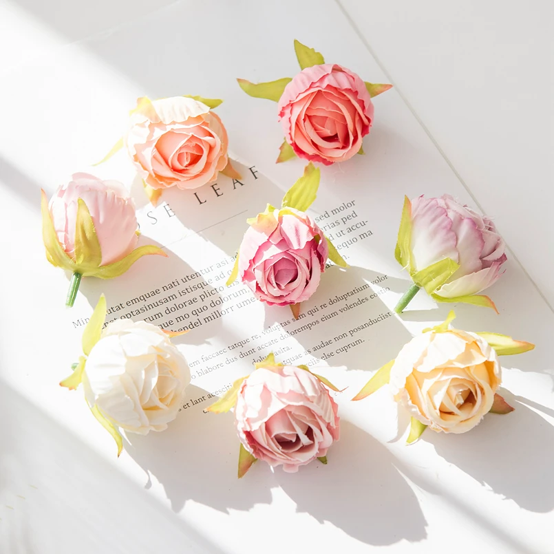 Elegant Silk Rose Bud Heads - Decorative Wreath & Faux Floral Accents