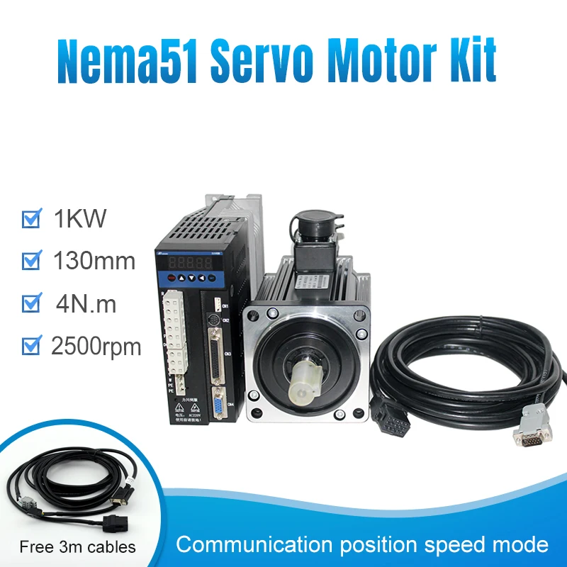 

Lichuan 1000W 4A AC 1KW Servo Motor 2500RPM 3 Phase 130ST-M04025 AC 1KW Servo drive motor + Servo Motor Driver