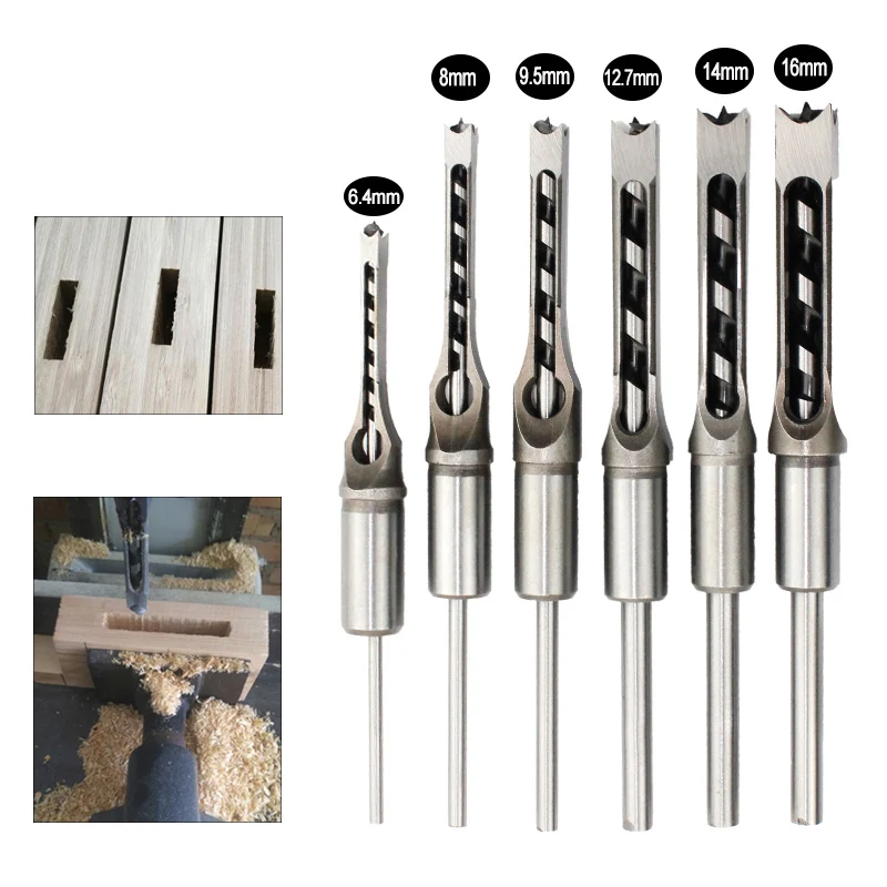 

1PC HSS Twist Drill Bits Square Auger Mortising Chisel Drill Set Square Hole Woodworking Drill Tools Kit Set Extended Saw