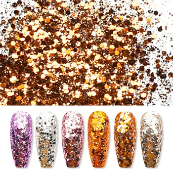 

6Bottle/Set Rose Gold Gradient Color Nail Glitter Powder Sequins Mix Glitter Flakes For DIY Nail Art Decorations Manicure SF3112