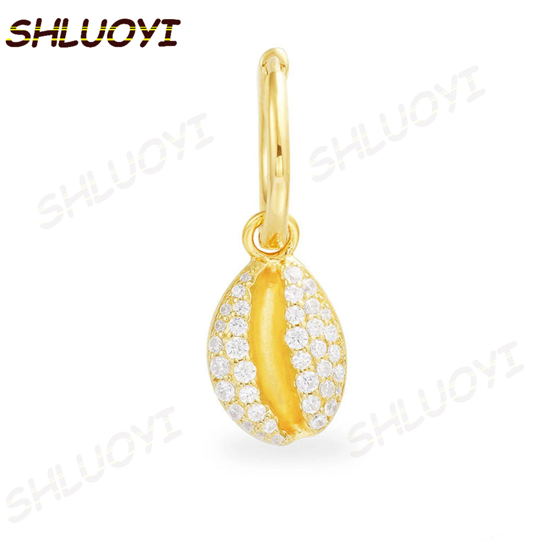 

Fashion Charm Sterling Silver Original 1:1 Copy,Single Yellow Silver Small Seashell Earrings Luxury Jewelry Gift For Female