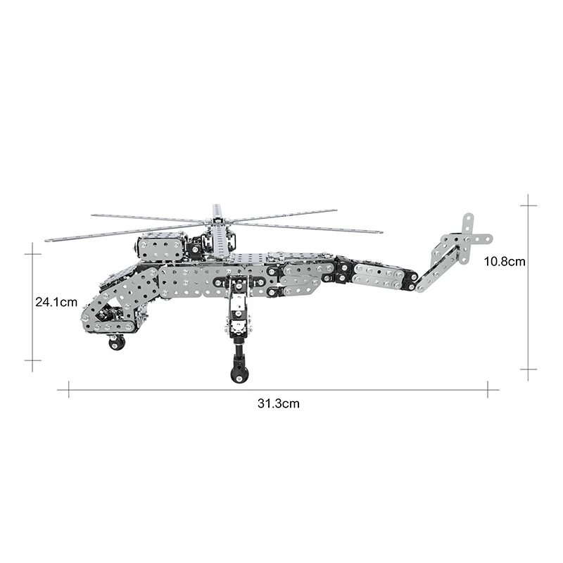 

Hot 632Pcs DIY Assembled Lifting Helicopter Model Building Blocks Brick Set Stainless Steel 3D Metal Model Gift Toy