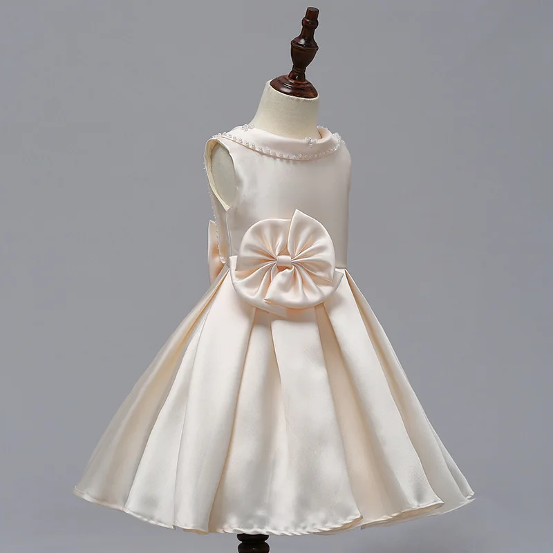 Europe And America New Style Flower Beads Formal Dress Flower Boys/Flower Girls Exposed Back off-Shoulder Dress Bow Princes