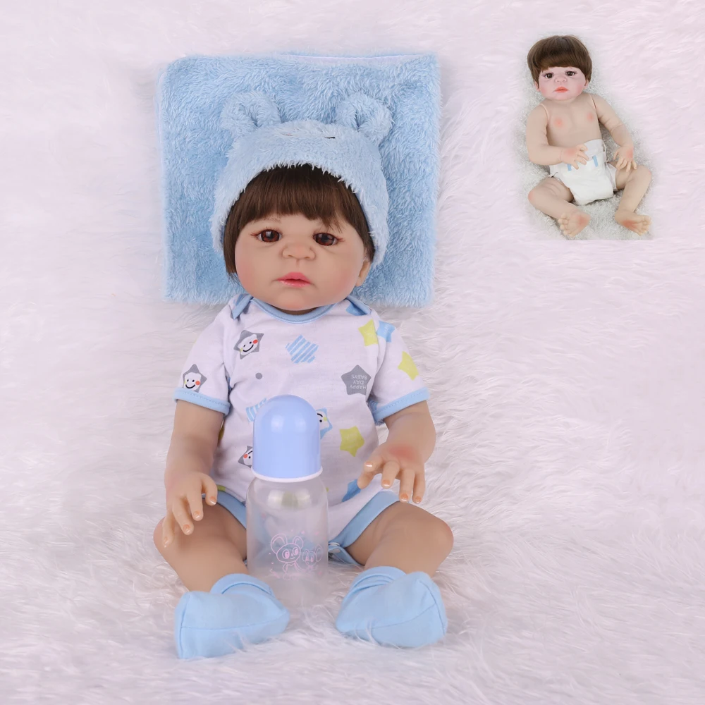 small Reborn Baby Vinyl body closed eyes girl short hair boy Lifelike Bebe toys kids children Fake Infant Educational toy - AliExpress