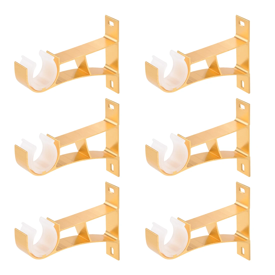 

uxcell Curtain Rod Bracket Aluminum Alloy Single Holder Support for 24mm Drapery Rod, 108 x 78 x 19mm Golden 6Pcs