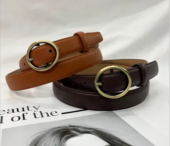 

2020 spring new Korean women's oval buckle PU belt simple fashion student jeans belt