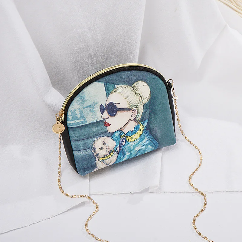 

2018 New Style Mini Small Bag Korean-style Shell Bag Cartoon Printed Chain Versatile Fashion Crossbody Bag Women's