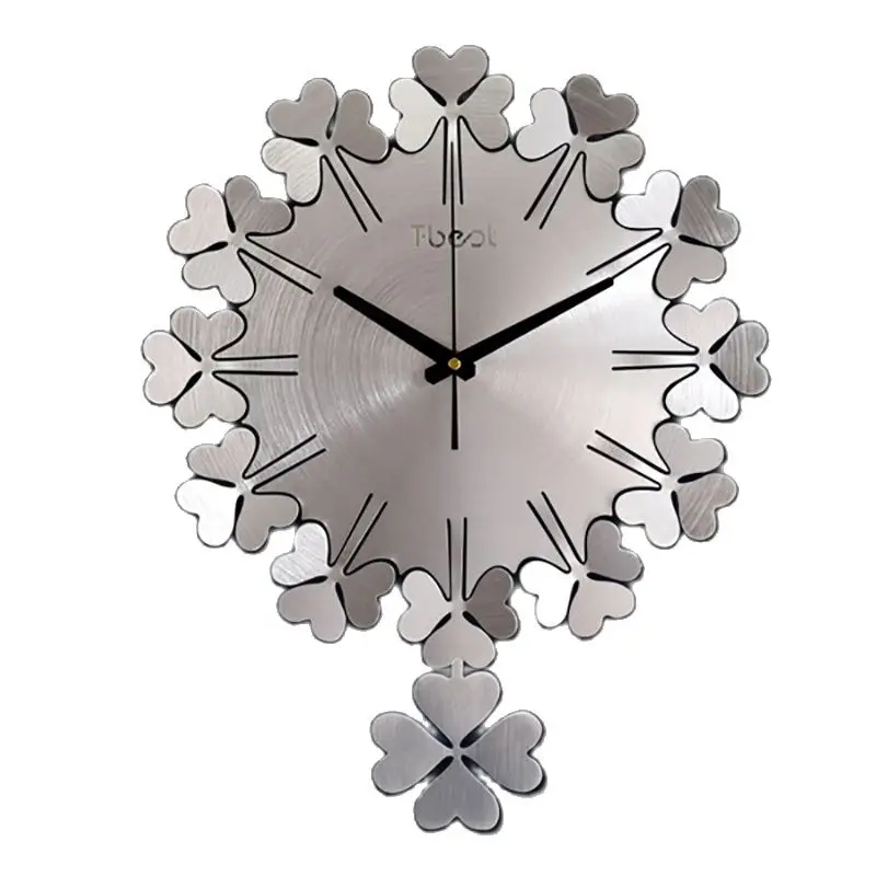Современные Роскошные 3d настенные часы металлические с маятником бесшумные