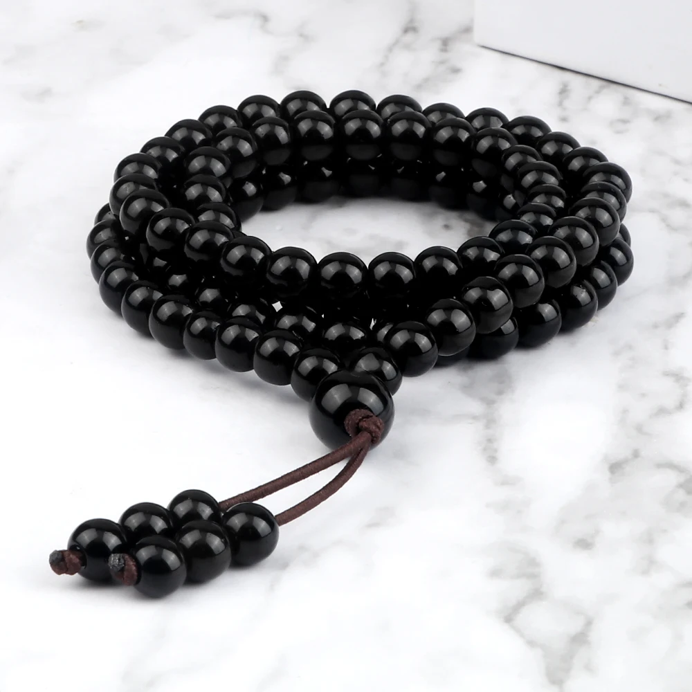 108 Wooden Beads Bracelet 6mm Natural Tiger Eye Stone Malachite Men Necklace Meditation Prayer Wrap Bangles Fashion Jewelry Gift