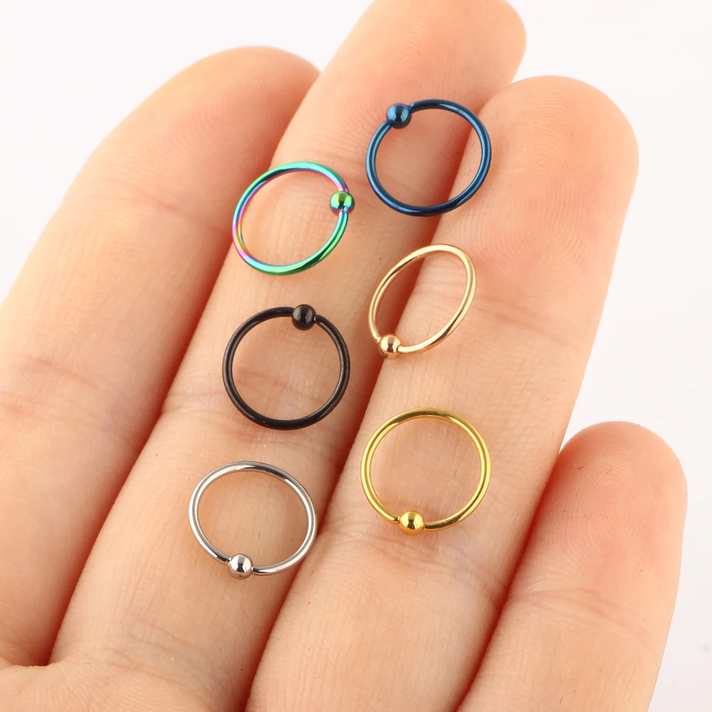 1-3PCS/Pack Surgical Steel Captive Bead Ring Ear Hoop Nose Ring Loop Ear Tragus Cartilalge Piercing Body Jewelry Earring