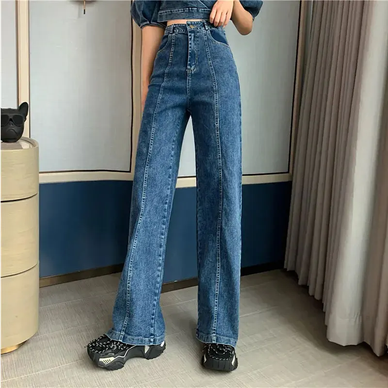 spring Denim Two Piece Set 2020 Women Fashion Sexy V-Neck Lantern sleeve short Top + High Waist Denim Wide-legged Pants set