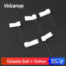 Volcanee предварительно изготовленная керамическая катушка хлопок Щепка 1.0ohm 1.2ohm маслопоглощающая для КБР Vape картридж DIY ECig керамический нагревательный провод