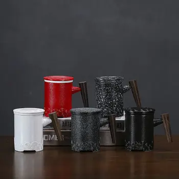 

Retro Ceramic Water Cup Tea Cup Filter Tea Separation Tea Cup Office Cup with Lid Stoneware Mug Gift Tea Cup Gift