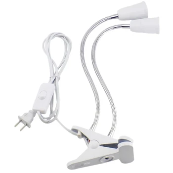

E27 Led Grow Light Dual Heads Clip on Flexible Extension Bulb Lamp Holder Plug, Us Plug