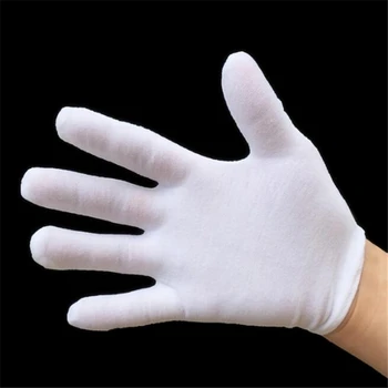 

White Cotton Gloves Full Finger Hands Protector Men Women Gloves Home Dust Cleaning Gloves Inspection Work Gloves 12 Pairs/pack