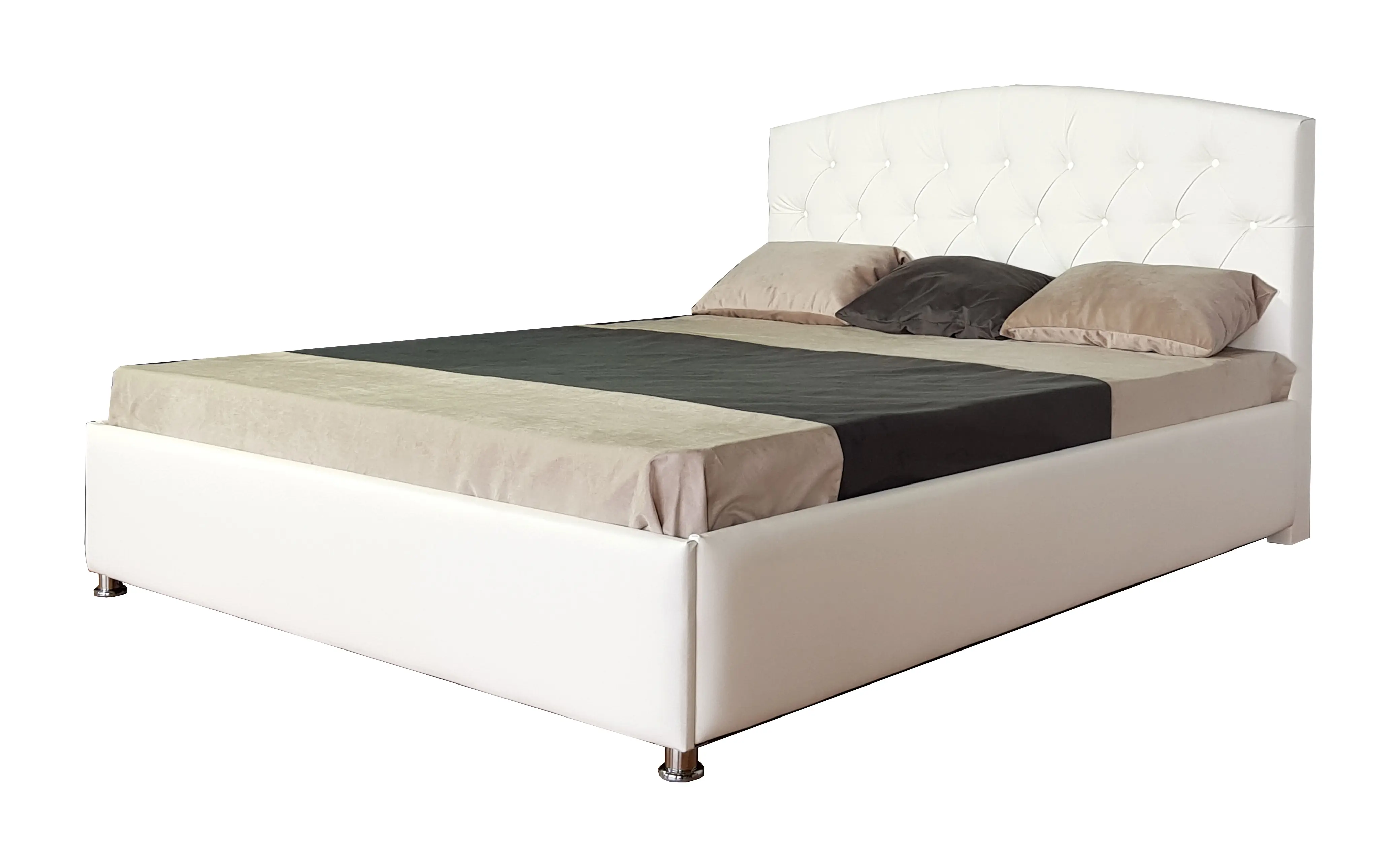 Bed double soft Berlin ekatmeb 160x200 velor fabric artificial leather orthopedic base metal | Мебель