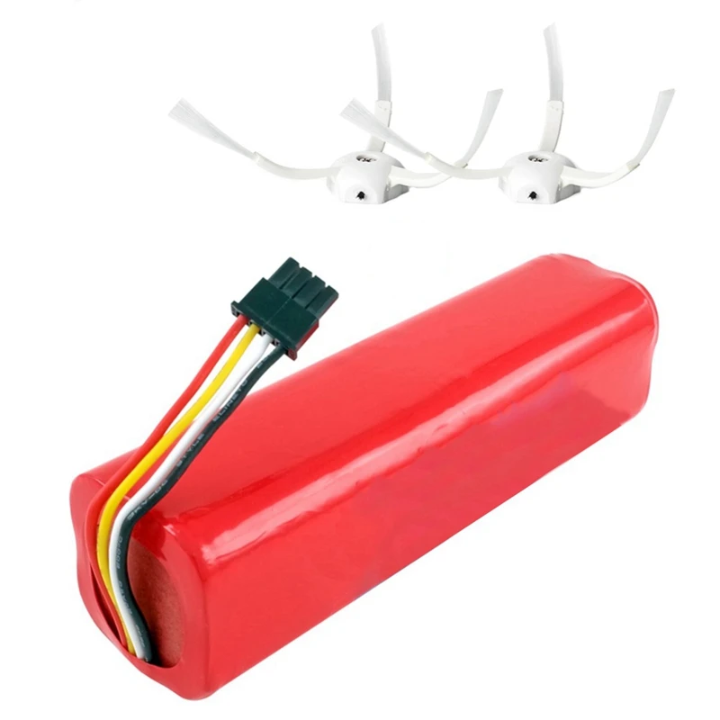

Rechargeable For Xiaomi Mijia Robot Battery + 2Pcs Side Brush 14.4V 5600Mah Robot Vacuum Cleaner Accessories Parts