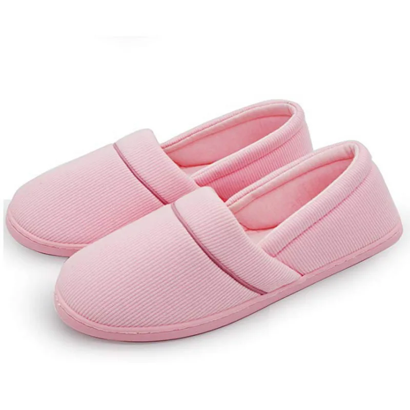 Pink Женские удобные вязаные хлопковые нескользящие домашние тапочки; моющаяся домашняя обувь; женские домашние тапочки на мягкой резиновой подошве - Цвет: Pink