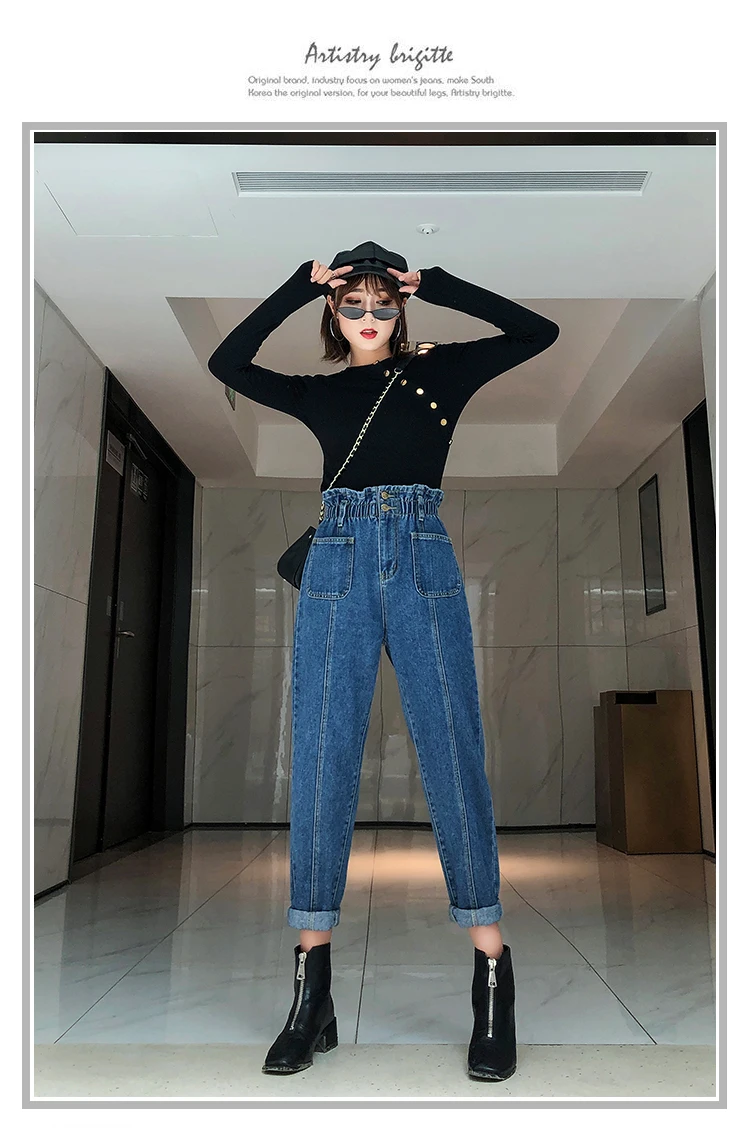 S-5XL весенне-осенние женские джинсы повседневные Винтажные эластичные джинсы с высокой талией женские джинсы больших размеров джинсовые шаровары женские джинсы s
