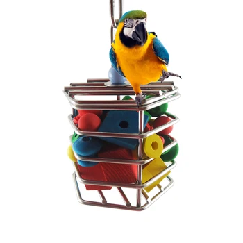 

Pet Bird Parrot Stainless Steel Cage Food Hanging Cage Parrot Foraging Blocks Toy Parrot Hunt Entertainment Toys