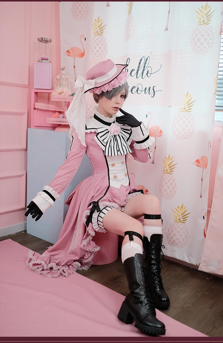 Новинка! Черный Дворецкий Ciel Phantomhive Лолита розовый карнавальный костюм новая ткань