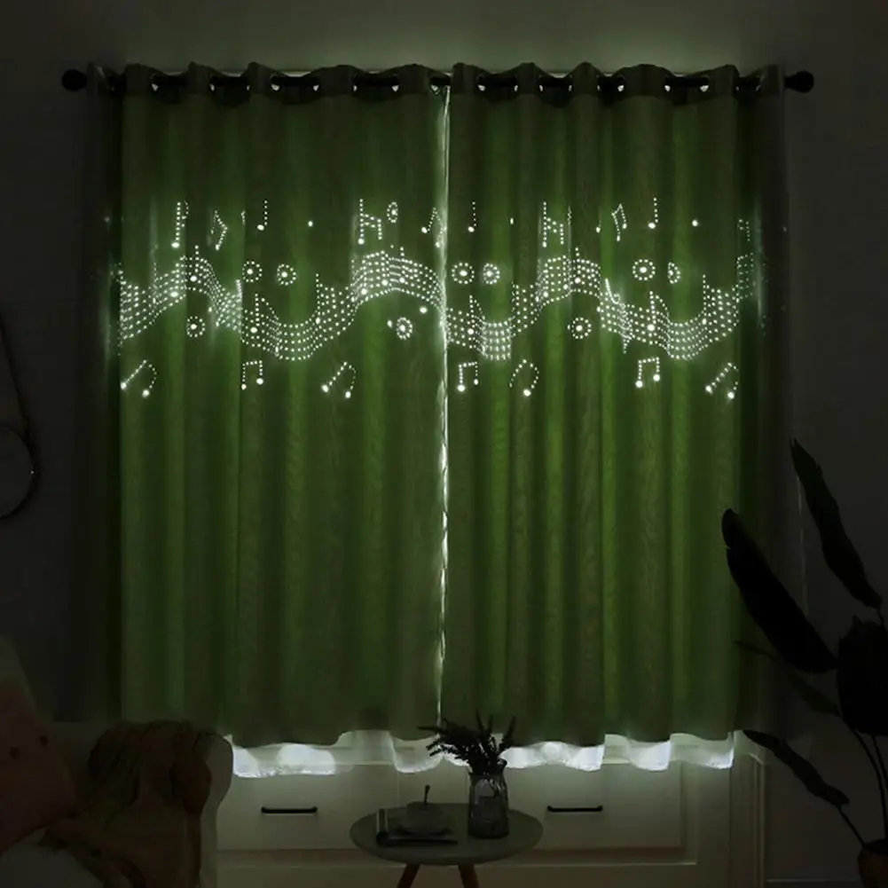 Yfashion Hollow Out Sheding Window Curtain for Living Room Bedroom Punching Style