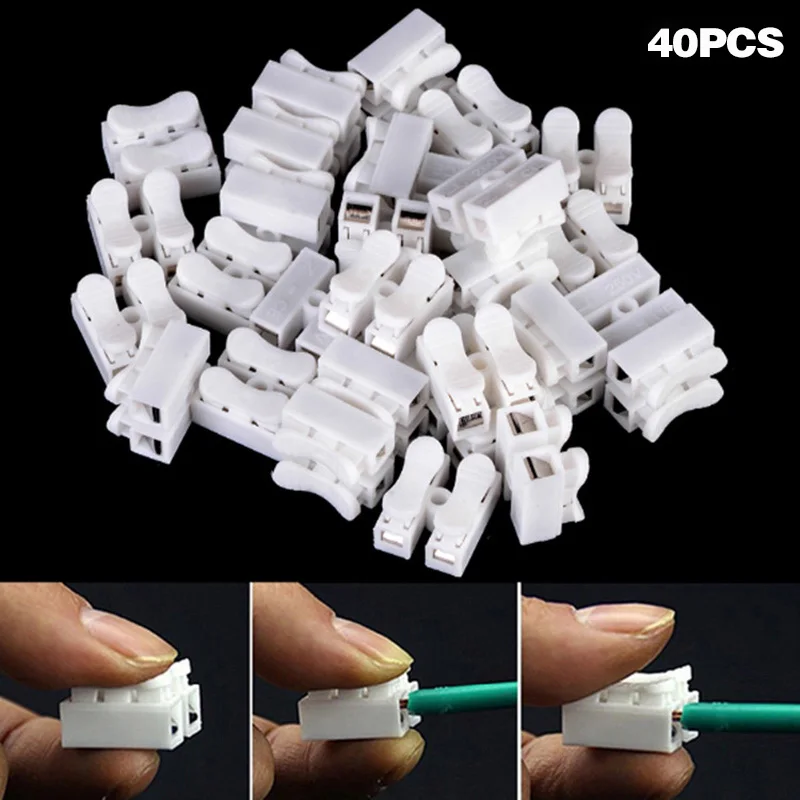 40pcs 20/40/50/100 шт быстрый фиксатор соединения соединители проводов 2 шпильки Электрический концевая кабельная муфта для 0,5-1,5 провода JAN88 - Цвет: 40pcs