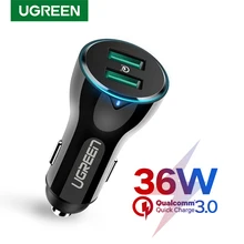 Ugreen 36 W автомобиля USB Зарядное устройство двойной Быстрый 3,0 заряда для iPhone Xiaomi huawei USB быстро Зарядное устройство для samsung S9 S8 автомобильный телефон Зарядное устройство