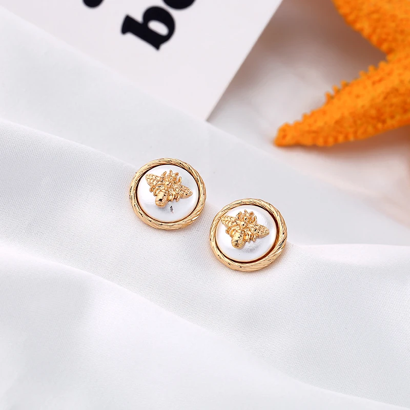 Изысканные насекомые серьги-гвоздики золотого цвета без аллергии круглые классические серьги для женщин модные ювелирные изделия Новое поступление