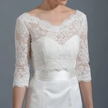 Sexy V Neck Half Sleeve White Lace Women Wedding Bolero Jacket Wrap Marriage Accessories