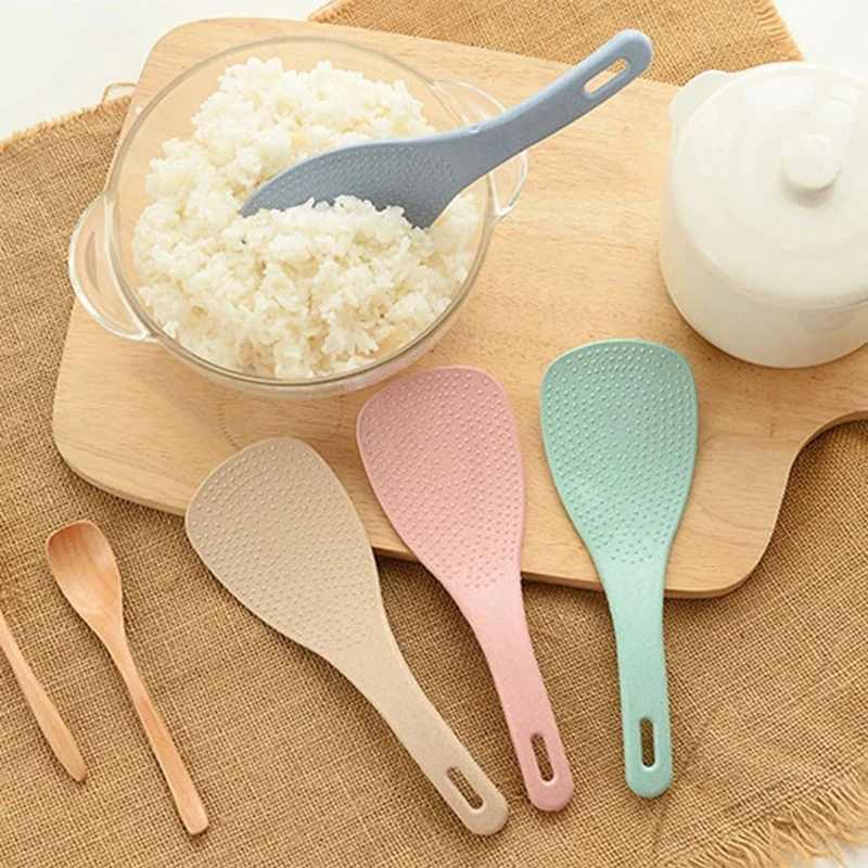 Wheat Straw Rice Scoop Non-stick Meal Spoon Ladle Kitchen Utensil Cooker Tool H 