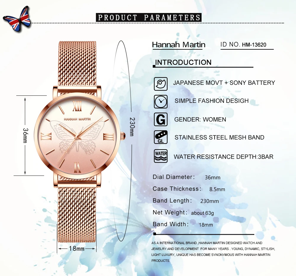 Женские часы, японский кварцевый механизм, 3D бабочка, лучший бренд, Роскошные, нержавеющая сталь, водонепроницаемые наручные часы, relogio feminino