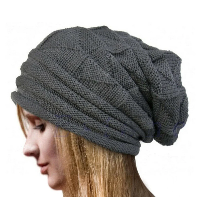 Winter Baggy Slouchy Beanie Hat Wool Knitted Warm Cap for Men Women Beanie Oversized Winter Hat for Skiing winter hat wool knitted hat