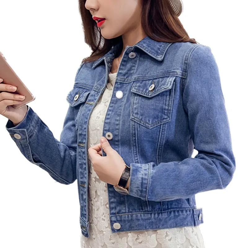 

Women's Coat 2019 Denim Jackets Blue Autumn Denim Jackets for Women Jeans Single Breasted Denim Coats Female Feminine Clothing