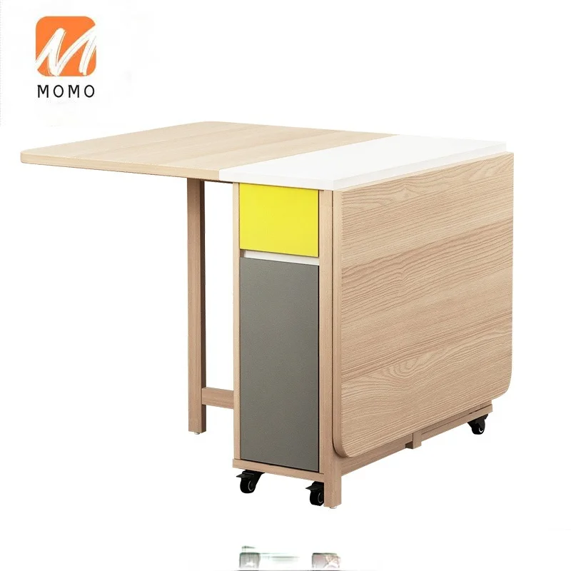 

Extendable wood folding dining room table chair set space saving furniture