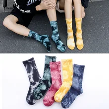 Модные парные мужские и женские носки хлопковые цветные вихревой