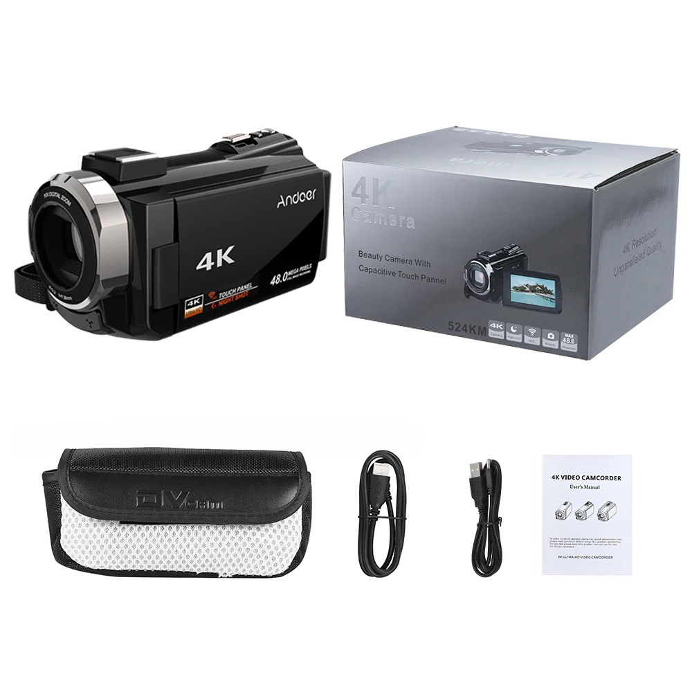 Andoer 4K 1080P 48MP WiFi цифровая видеокамера регистратор с Novatek 96660 чип ИК Инфракрасная Поддержка внешнего микрофона