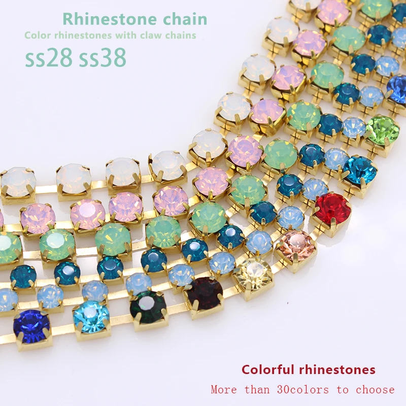 1yard Ss28 Ss38 Sew On Crystal Glass Rhinestone Chain Sparse Cup Chain