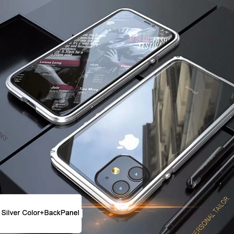 silver BOBYT для iPhone 11 серии Legand Алюминиевая Рамка бампера с задней панелью пластина для iPhone11 Pro Max - Цвет: silver