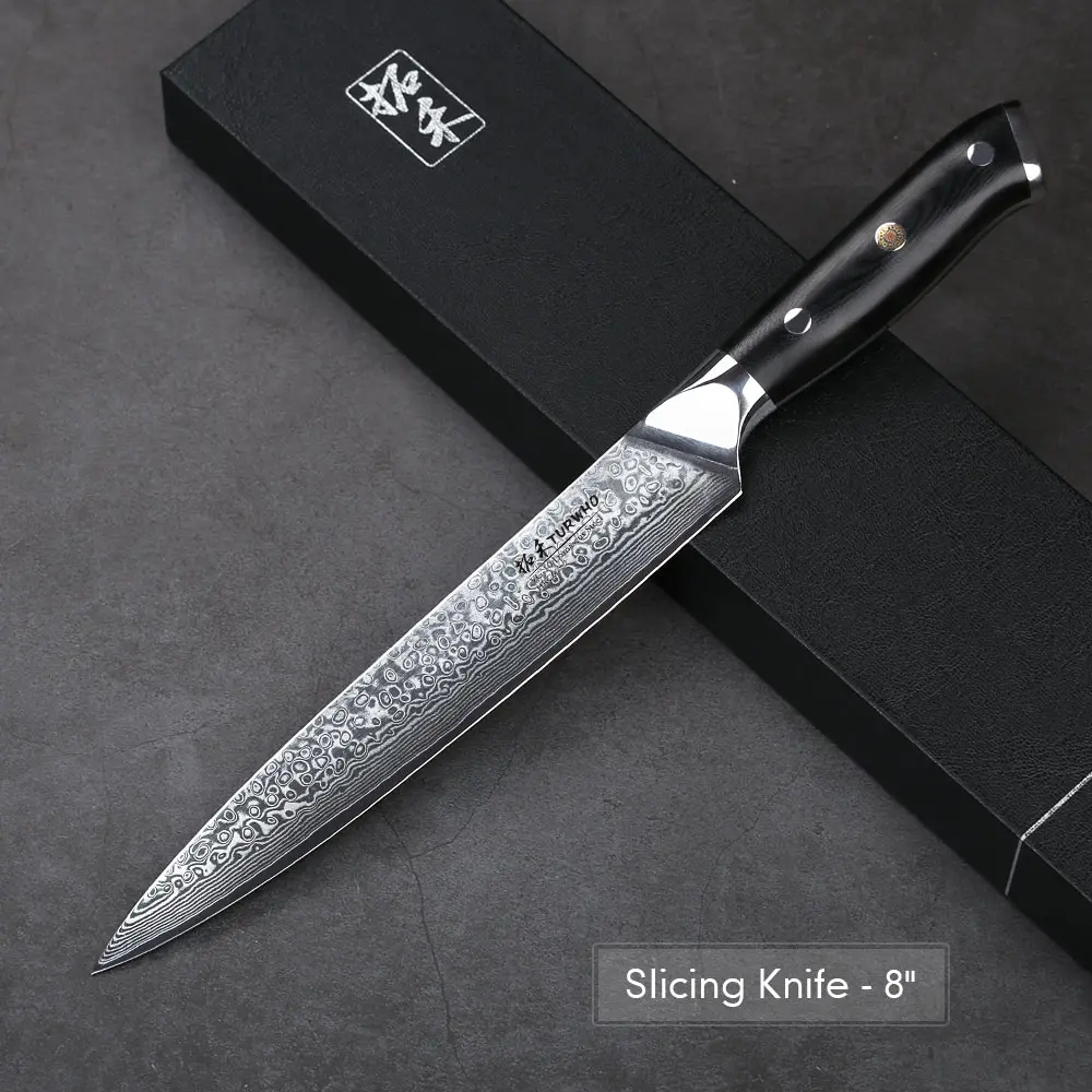 CLK8-Y04 TURWHO 8 ''нож для нарезки Дамасские кухонные ножи 67 слоев VG10 стальной нож для мяса рыбы лосося G10 Ручка - Цвет: CLK8-Y04