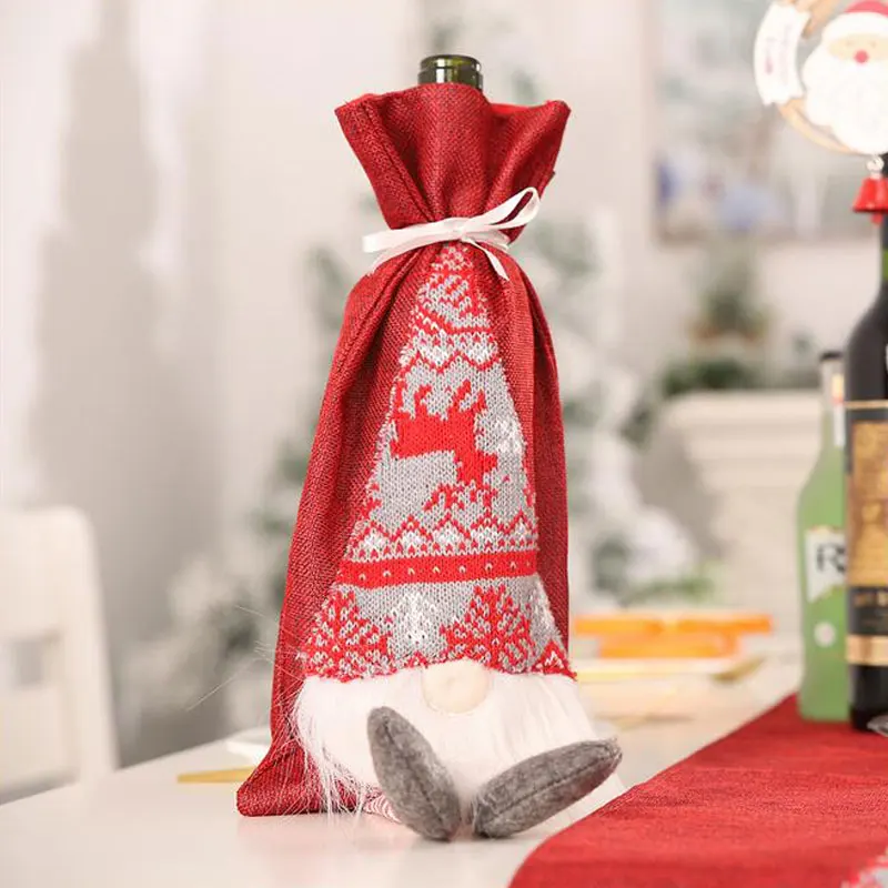 Рождественская Крышка для бутылки вина, Рождественское украшение для дома, новогодняя тканевая Крышка для бутылки, подарок 35x15,5 см