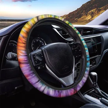 

INSTANTARTS Colorful Tie-dye Design Sweat Absorption Comfort Steering Wheel Cover for Lady Easy to Install Car Accessories Hot
