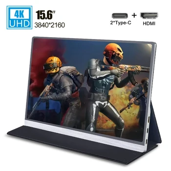 

15.6 inch 4K portable monitor 3840X2160 thin display witn type c ips screen Dual speakers for Bank laptop phone computer NS xBOX