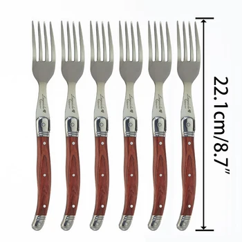 

Steak Forks Stainless Steel Japanese Wooden Dinner Cutlery Table Dinnerware Fork Bar Restaurant Western Kitchen Sets