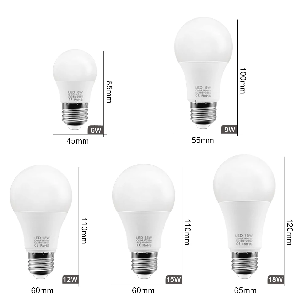 Светодиодная лампа E27 AC 220V 6W 9W 12W 15W 18W Лампада Bombilla Spotlight настольная