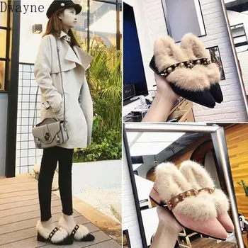 

Nethong Women's Fur Shoes with One Foot In Autumn and Winter of 2019 New Style Women's Shoes with Fleece and Korean Bean Shoes