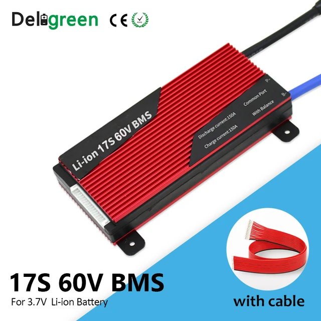 US $51.50 Waterproof 17S 80A 100A 120A 150A 200A 250A 60V BMS for Li-PO LiNCM battery pack 18650 for ebike sc