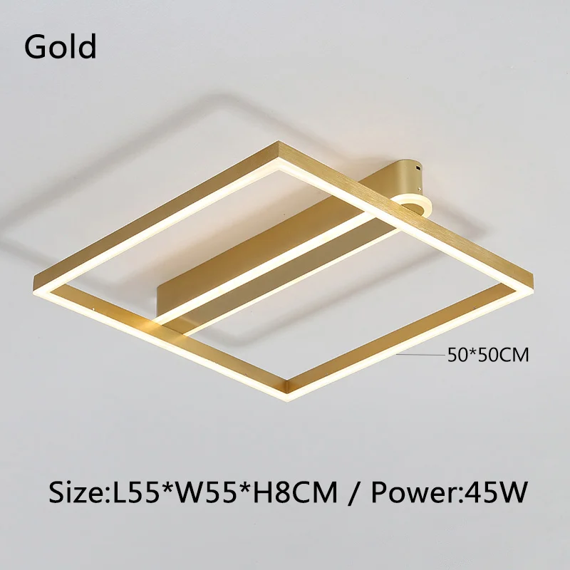 Gold 1frame W55xL55 Коричневый/золотой современный светодиодный потолочный светильник алюминиевая акриловая Потолочная люстра для гостиной спальни lamparas de techo colgante современный - Цвет корпуса: Gold 1frame W55xL55