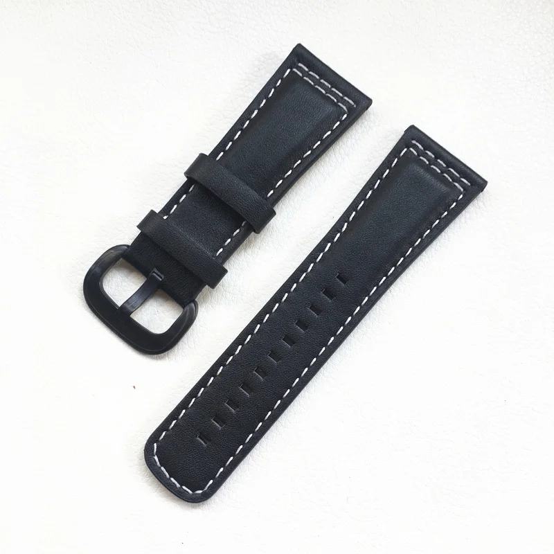 Black2 Black buckle 28 мм* 24 мм из мягкой телячьей кожи коричневый черный с белыми желтыми стежками браслет ремешок для часов Ремешок для семи пятниц браслет - Цвет ремешка: Black2 Black buckle